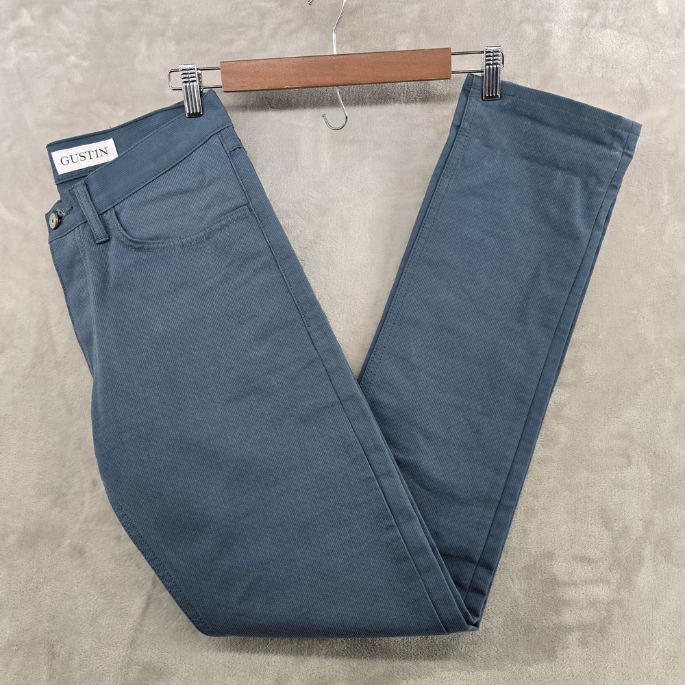 Gustin Bedford Cord Pants Mens 32 Blue Slim Fit Textured Trousers‎ Denim